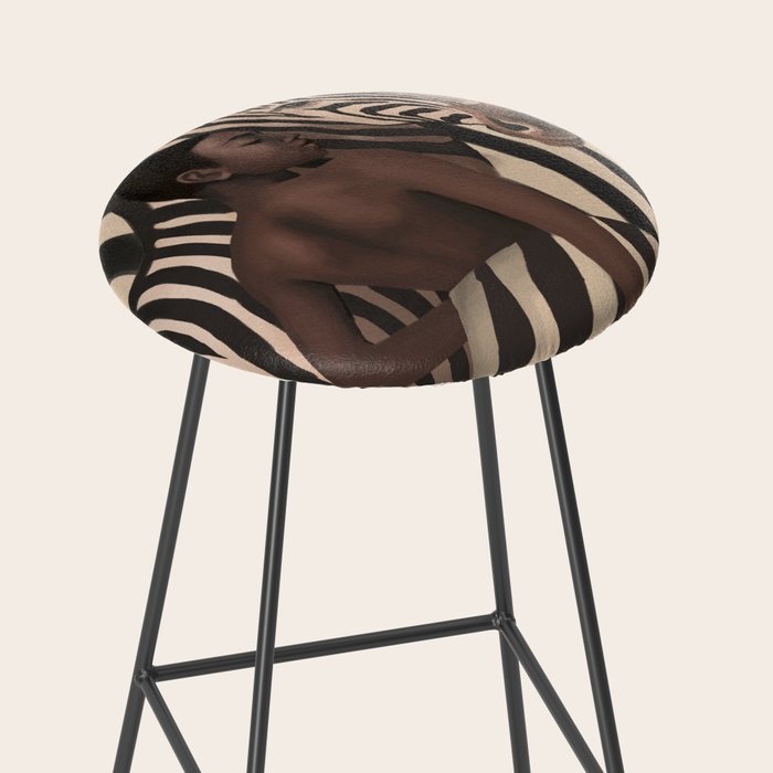 Woman and Zebra in Bold Stripes Stool Gallery Image 2