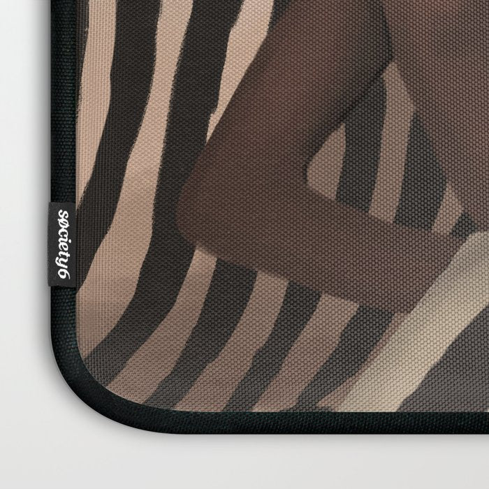 Woman and Zebra in Bold Stripes Laptop Sleeve Gallery Image 3