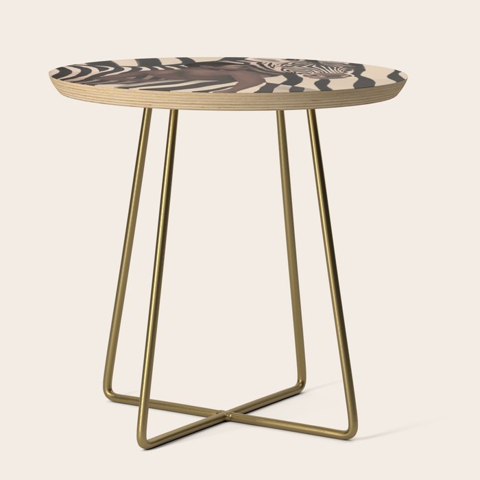 Woman and Zebra in Bold Stripes Side Table Gallery Image 1