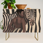 Woman and Zebra in Bold Stripes Credenza Gallery Image 1