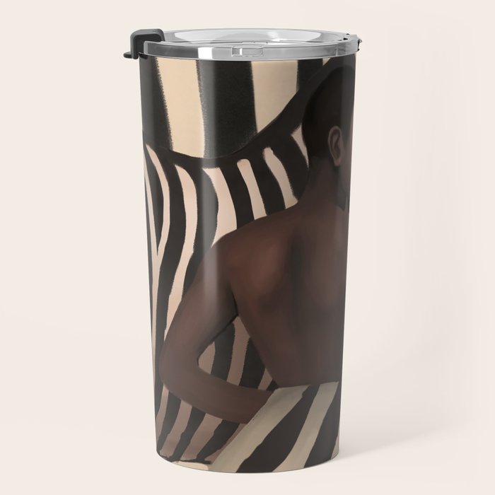 Woman and Zebra in Bold Stripes Travel Mug Gallery Image 3