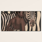 Woman and Zebra in Bold Stripes Desk Mat Gallery Image 3