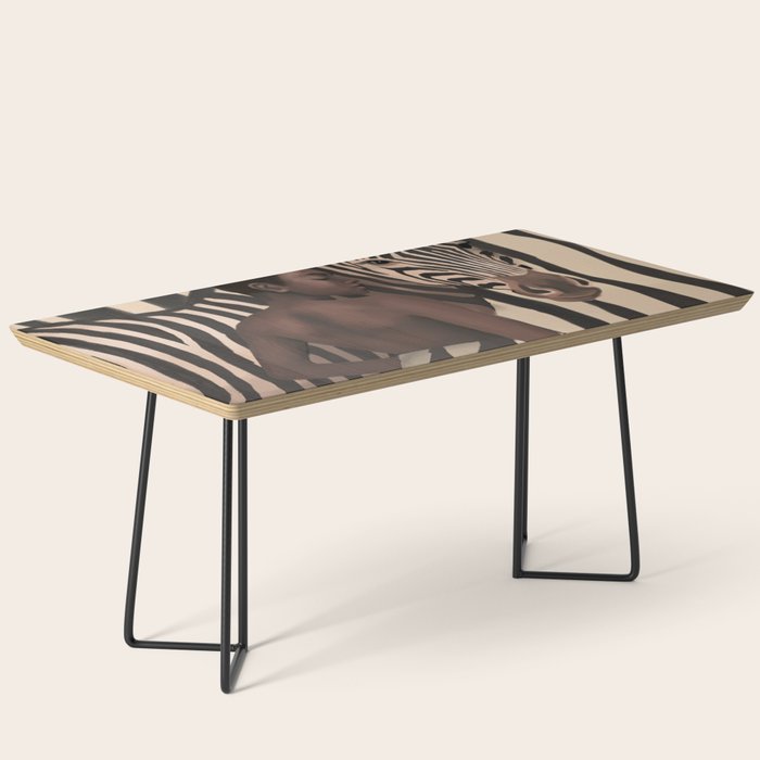 Woman and Zebra in Bold Stripes Coffee Table Gallery Image 1