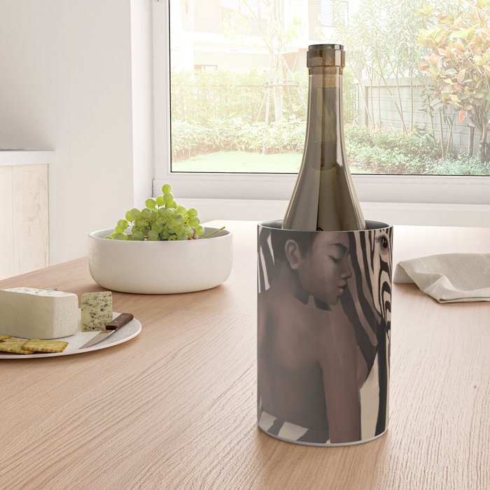 Woman and Zebra in Bold Stripes Wine Chiller Gallery Image 4