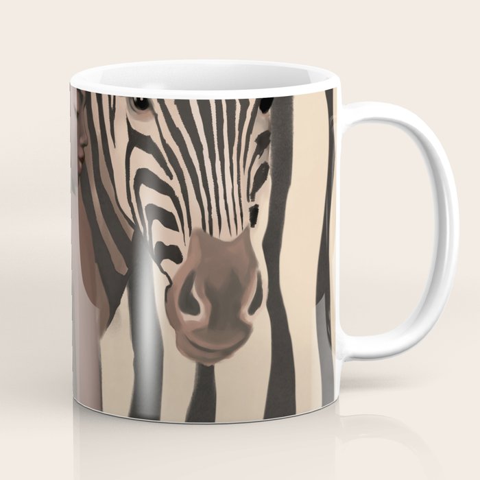 Woman and Zebra in Bold Stripes Coffee Mug Gallery Image 1