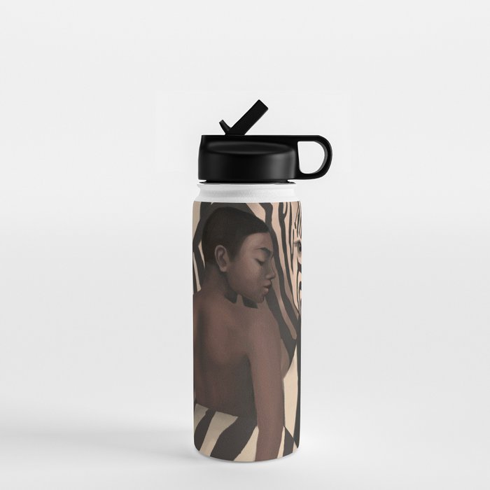 Woman and Zebra in Bold Stripes Water Bottle Gallery Image 1