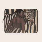 Woman and Zebra in Bold Stripes Laptop Sleeve Gallery Image 1