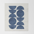 Blue navy retro scandinavian Mid century modern Throw Blanket Gallery Image 2