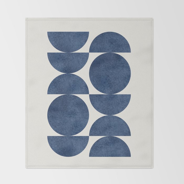 Blue navy retro scandinavian Mid century modern Throw Blanket Gallery Image 2