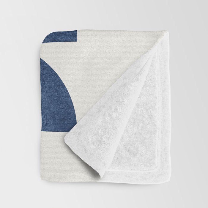 Blue navy retro scandinavian Mid century modern Throw Blanket Gallery Image 3