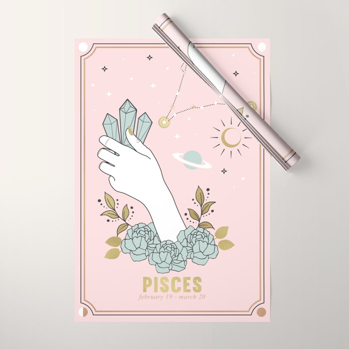 Pisces Zodiac sign Wrapping Paper Gallery Image 1