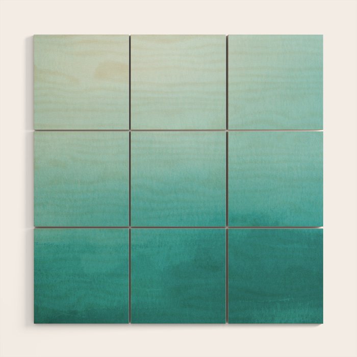 Best Seller Aqua Teal Turquoise Watercolor Ombre Gradient Blend Abstract Art - Aquarium SW 6767 Wood Wall Art Gallery Image 1