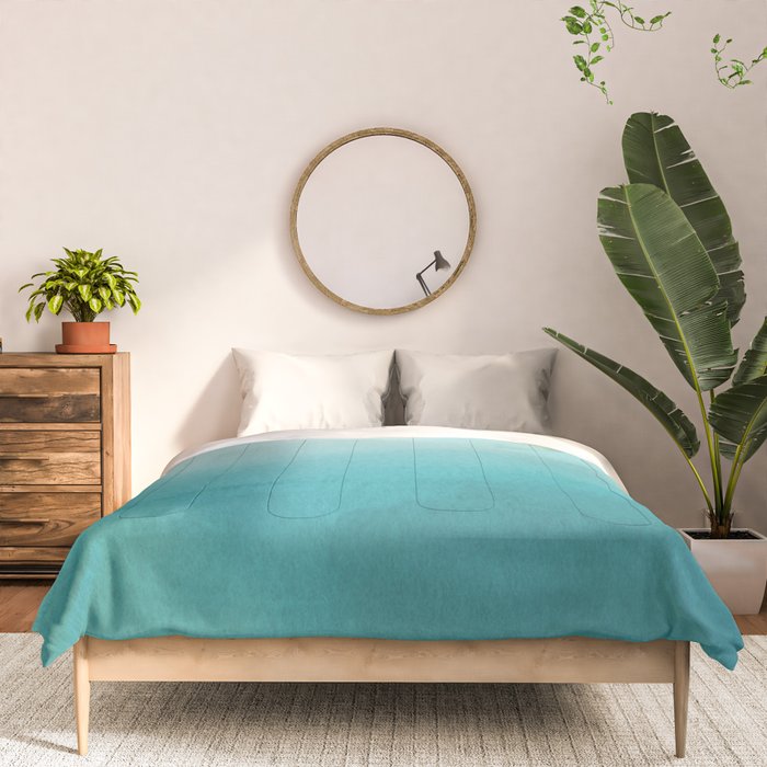 Best Seller Aqua Teal Turquoise Watercolor Ombre Gradient Blend Abstract Art - Aquarium SW 6767 Comforter Gallery Image 3