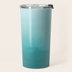 Best Seller Aqua Teal Turquoise Watercolor Ombre Gradient Blend Abstract Art - Aquarium SW 6767 Travel Mug Gallery Image 2