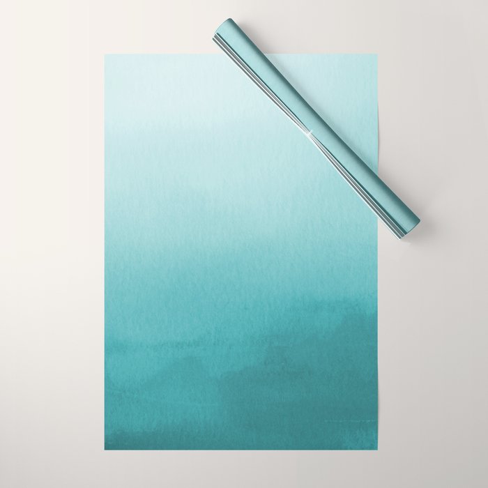 Best Seller Aqua Teal Turquoise Watercolor Ombre Gradient Blend Abstract Art - Aquarium SW 6767 Wrapping Paper Gallery Image 1