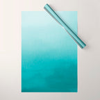 Best Seller Aqua Teal Turquoise Watercolor Ombre Gradient Blend Abstract Art - Aquarium SW 6767 Wrapping Paper Gallery Image 1
