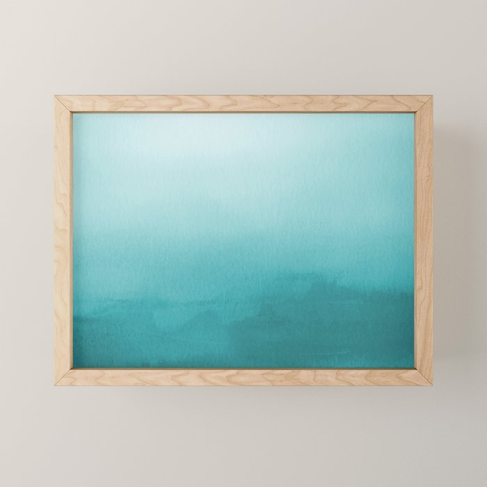 Best Seller Aqua Teal Turquoise Watercolor Ombre Gradient Blend Abstract Art - Aquarium SW 6767 Mini Art Print Gallery Image 1