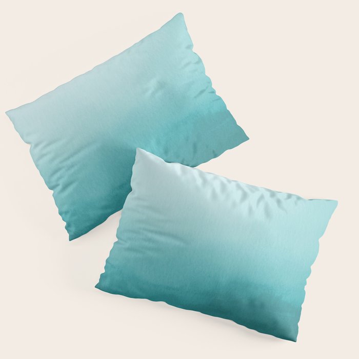 Best Seller Aqua Teal Turquoise Watercolor Ombre Gradient Blend Abstract Art - Aquarium SW 6767 Pillow Sham Gallery Image 3