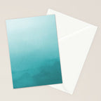 Best Seller Aqua Teal Turquoise Watercolor Ombre Gradient Blend Abstract Art - Aquarium SW 6767 Stationery Card Gallery Image 2
