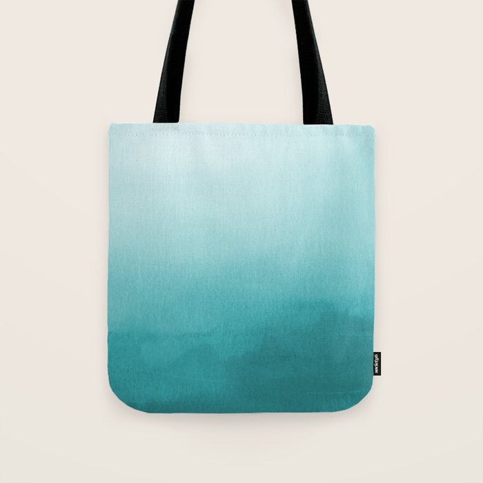 Best Seller Aqua Teal Turquoise Watercolor Ombre Gradient Blend Abstract Art - Aquarium SW 6767 Tote Bag