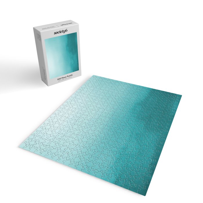 Best Seller Aqua Teal Turquoise Watercolor Ombre Gradient Blend Abstract Art - Aquarium SW 6767 Jigsaw Puzzle Gallery Image 2