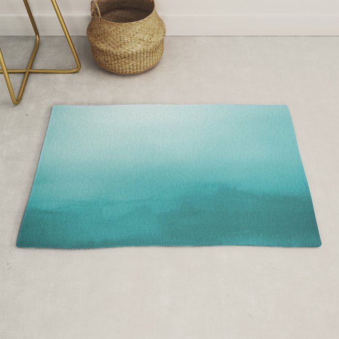 Best Seller Aqua Teal Turquoise Watercolor Ombre Gradient Blend Abstract Art - Aquarium SW 6767 Rug Gallery Image 1