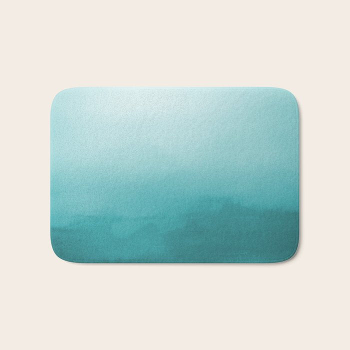 Best Seller Aqua Teal Turquoise Watercolor Ombre Gradient Blend Abstract Art - Aquarium SW 6767 Bath Mat Gallery Image 1