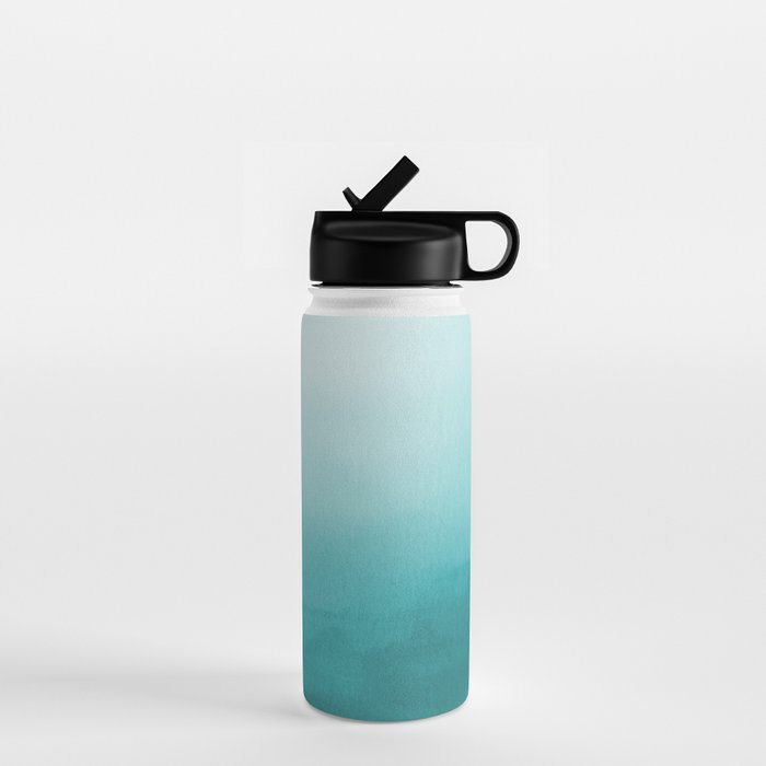 Best Seller Aqua Teal Turquoise Watercolor Ombre Gradient Blend Abstract Art - Aquarium SW 6767 Water Bottle