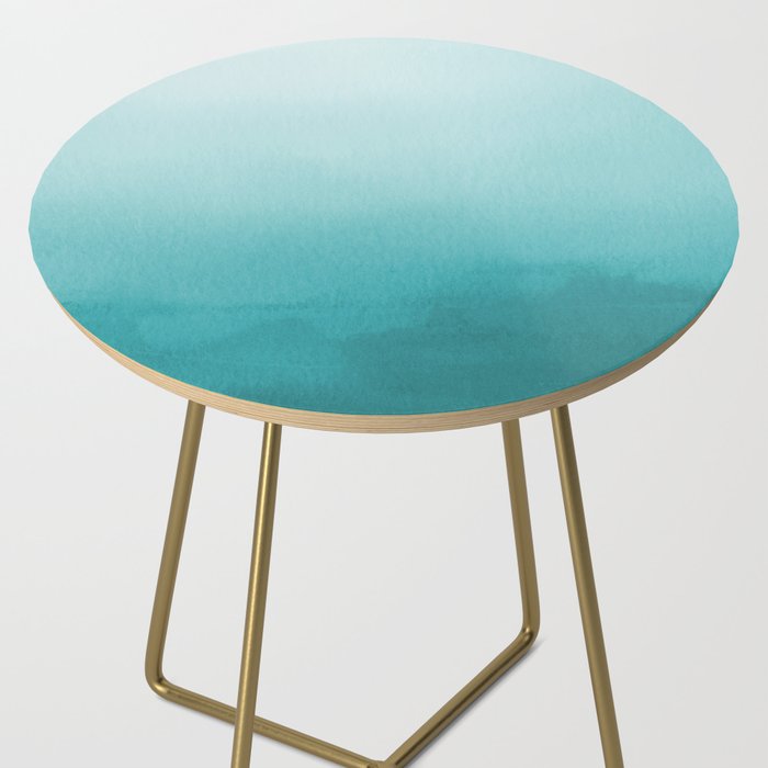 Best Seller Aqua Teal Turquoise Watercolor Ombre Gradient Blend Abstract Art - Aquarium SW 6767 Side Table Gallery Image 2