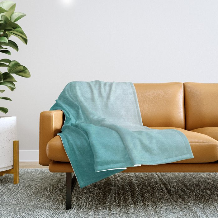 Best Seller Aqua Teal Turquoise Watercolor Ombre Gradient Blend Abstract Art - Aquarium SW 6767 Throw Blanket Gallery Image 1