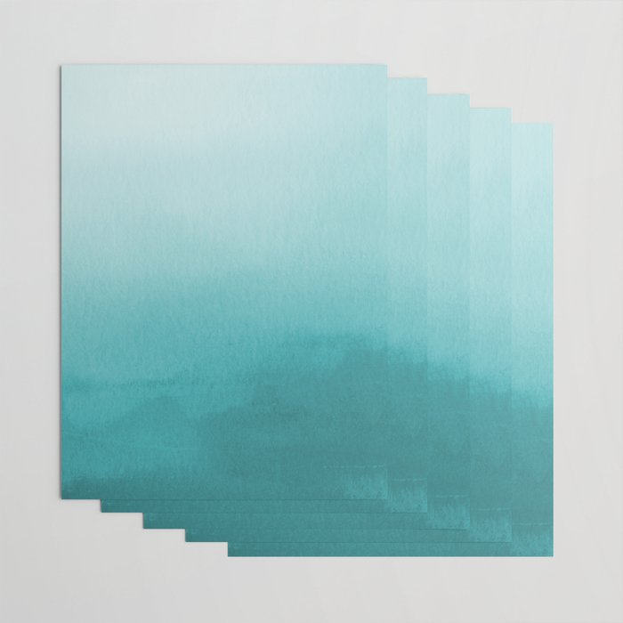 Best Seller Aqua Teal Turquoise Watercolor Ombre Gradient Blend Abstract Art - Aquarium SW 6767 Wrapping Paper Gallery Image 3