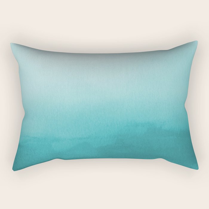 Best Seller Aqua Teal Turquoise Watercolor Ombre Gradient Blend Abstract Art - Aquarium SW 6767 Rectangular Pillow Gallery Image 1