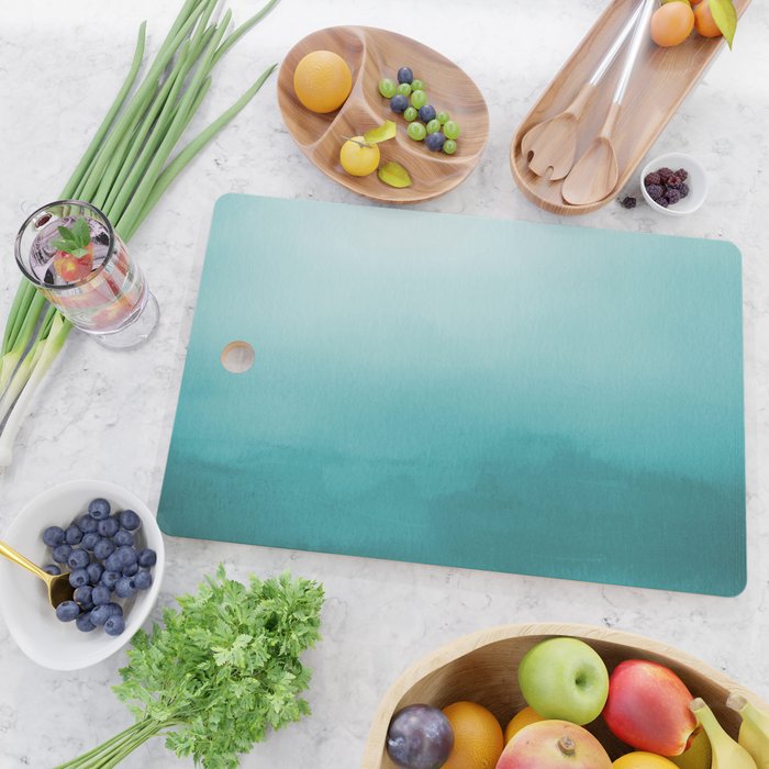 Best Seller Aqua Teal Turquoise Watercolor Ombre Gradient Blend Abstract Art - Aquarium SW 6767 Cutting Board Gallery Image 2