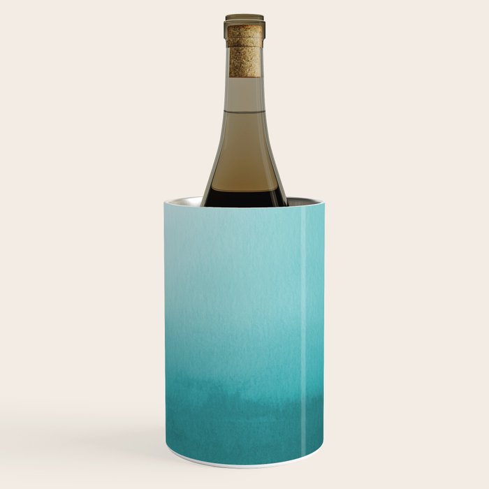 Best Seller Aqua Teal Turquoise Watercolor Ombre Gradient Blend Abstract Art - Aquarium SW 6767 Wine Chiller Gallery Image 3