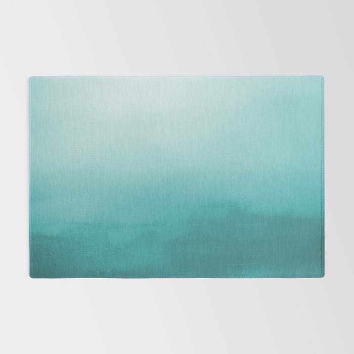 Best Seller Aqua Teal Turquoise Watercolor Ombre Gradient Blend Abstract Art - Aquarium SW 6767 Rug Gallery Image 2