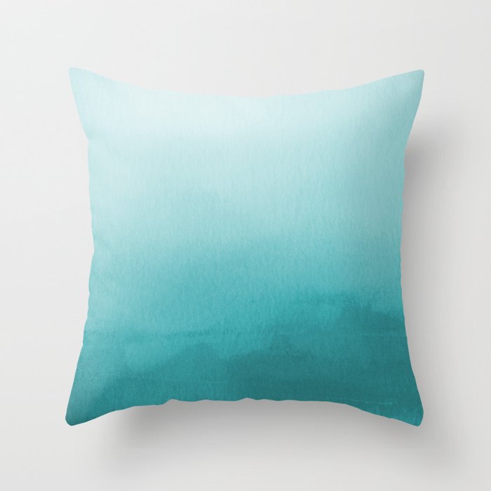 Best Seller Aqua Teal Turquoise Watercolor Ombre Gradient Blend Abstract Art - Aquarium SW 6767 Throw Pillow Gallery Image 6