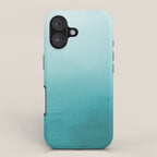 Best Seller Aqua Teal Turquoise Watercolor Ombre Gradient Blend Abstract Art - Aquarium SW 6767 iPhone Case Gallery Image 1