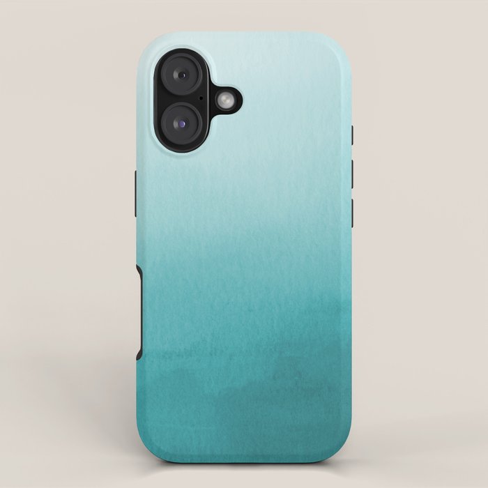 Best Seller Aqua Teal Turquoise Watercolor Ombre Gradient Blend Abstract Art - Aquarium SW 6767 iPhone Case Gallery Image 1