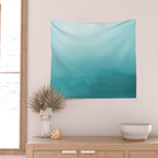 Best Seller Aqua Teal Turquoise Watercolor Ombre Gradient Blend Abstract Art - Aquarium SW 6767 Wall Tapestry Gallery Image 2