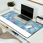 Flower Bloom, Teal, Turquoise, Purple, Gold Desk Mat Gallery Image 2