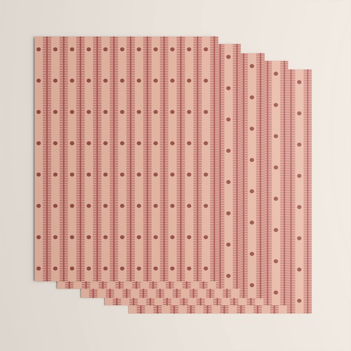 Stripes With Lines and Dots pattern burgundy Wrapping Paper Gallery Image 3