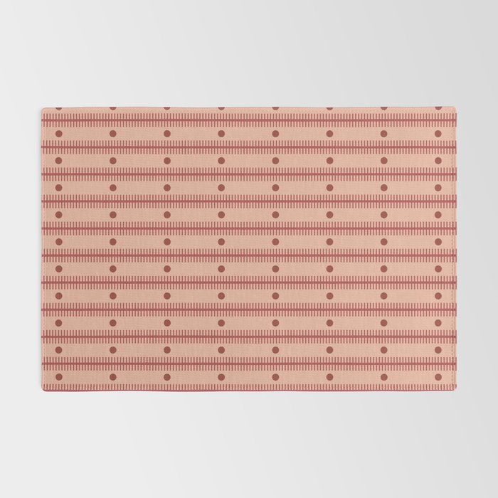 Stripes With Lines and Dots pattern burgundy Rug Gallery Image 2