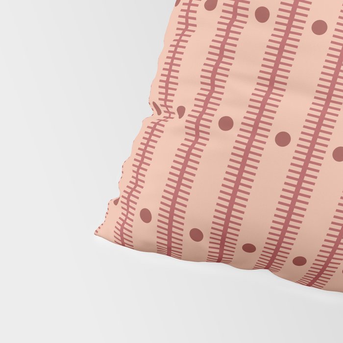 Stripes With Lines and Dots pattern burgundy Pillow Sham Gallery Image 4
