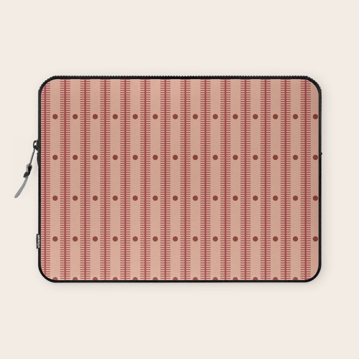 Stripes With Lines and Dots pattern burgundy Laptop Sleeve Gallery Image 1