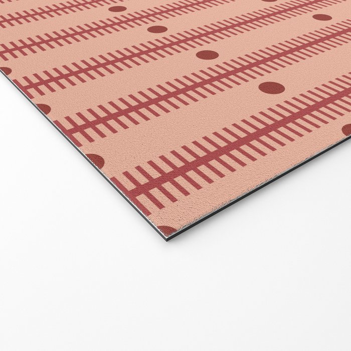 Stripes With Lines and Dots pattern burgundy Welcome Mat Gallery Image 2