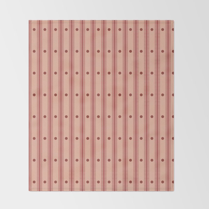 Stripes With Lines and Dots pattern burgundy Throw Blanket Gallery Image 2