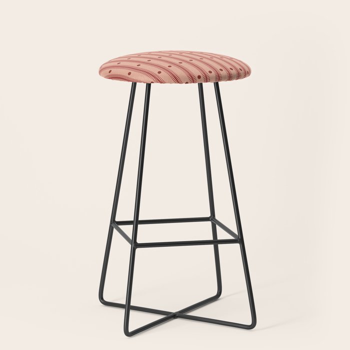 Stripes With Lines and Dots pattern burgundy Stool Gallery Image 1