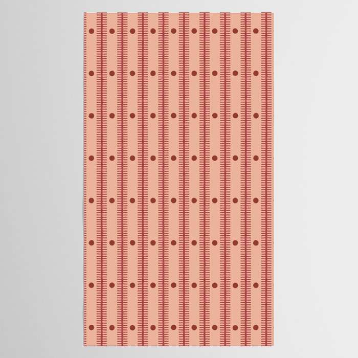 Stripes With Lines and Dots pattern burgundy Tablecloth Gallery Image 2