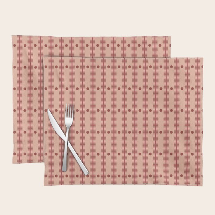 Stripes With Lines and Dots pattern burgundy Placemat Gallery Image 1