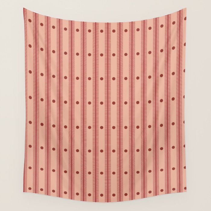 Stripes With Lines and Dots pattern burgundy Wall Tapestry Gallery Image 4
